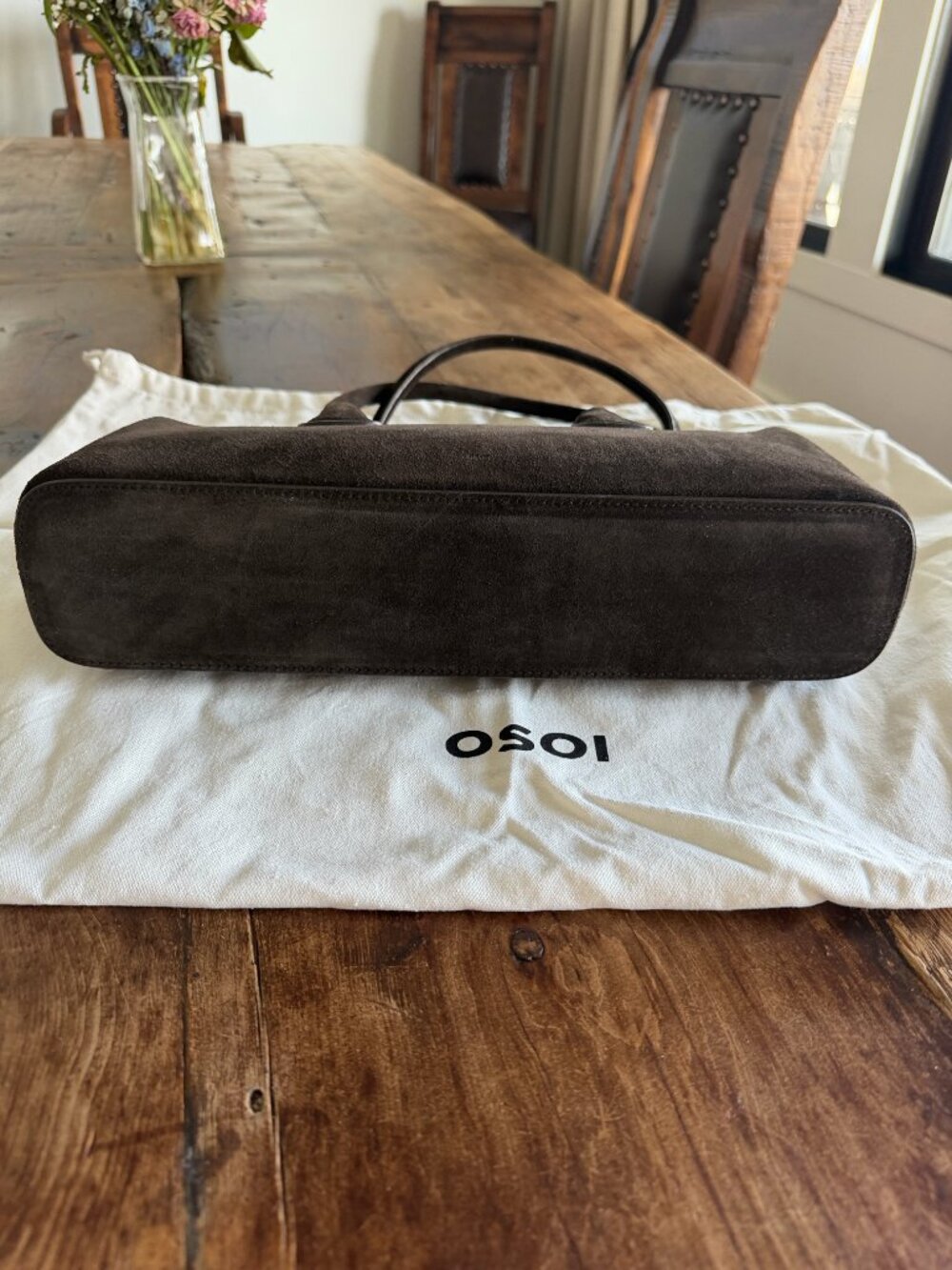 OSOI Boat Wide Suede Mocha Brown Shoulder Bag - Picture 4 of 9